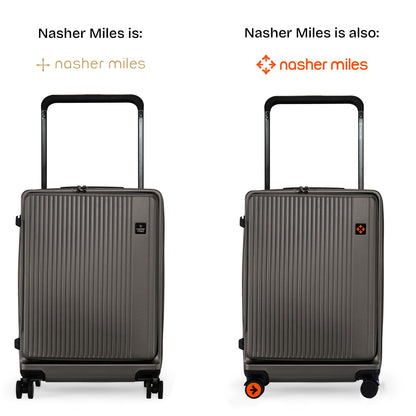 Nasher Miles Silicon Valley Expander Hard-Sided Polycarbonate Wide Telescopic Handle Front Opening Check-In Luggage Copper Silver 24 inch |65 Trolley Bag
