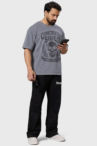 Concrete Soul Washed Oversized T-shirt Light Grey