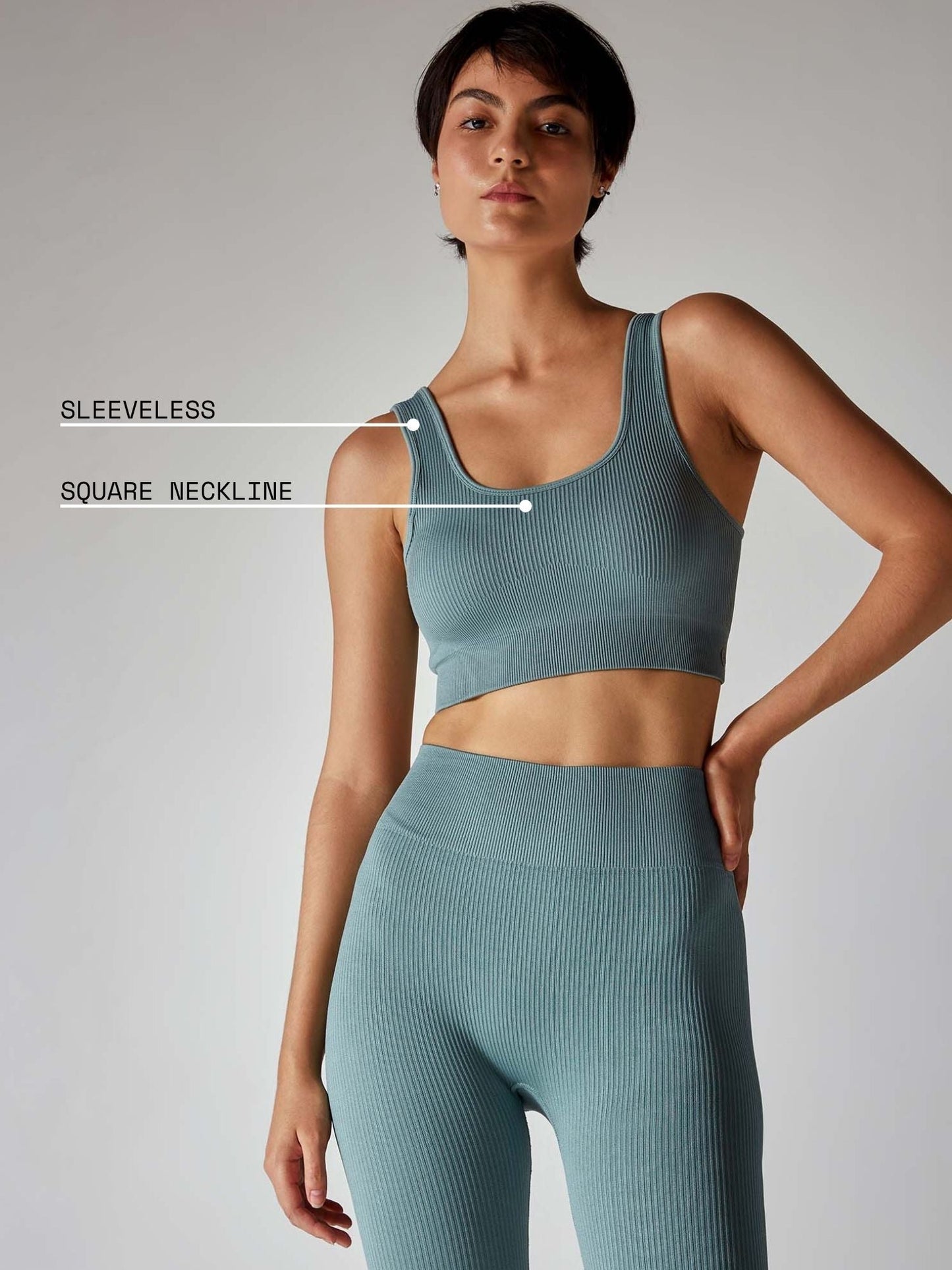 Slate Blue contoured seamless sports bra