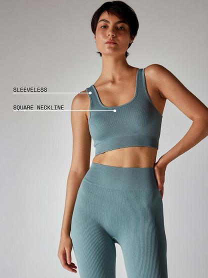 Slate Blue contoured seamless sports bra