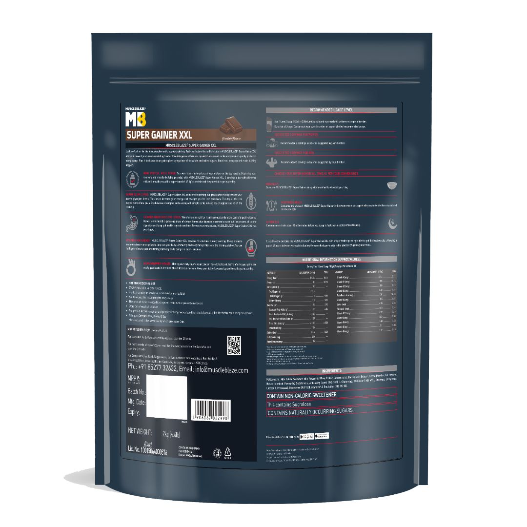 MuscleBlaze Super Gainer XXL, Chocolate, 2kg | MuscleBlaze at Broadway