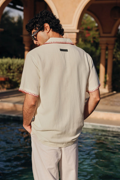 Beach Embroidered Oversized Casual Shirt | PrimalGray at Broadway