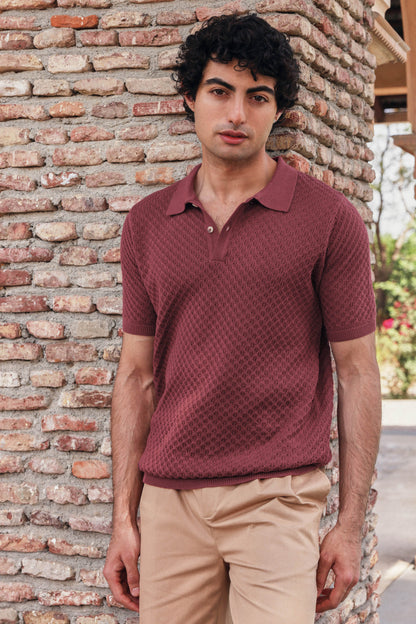 Signature Pointelle Polo Cotton T-shirt