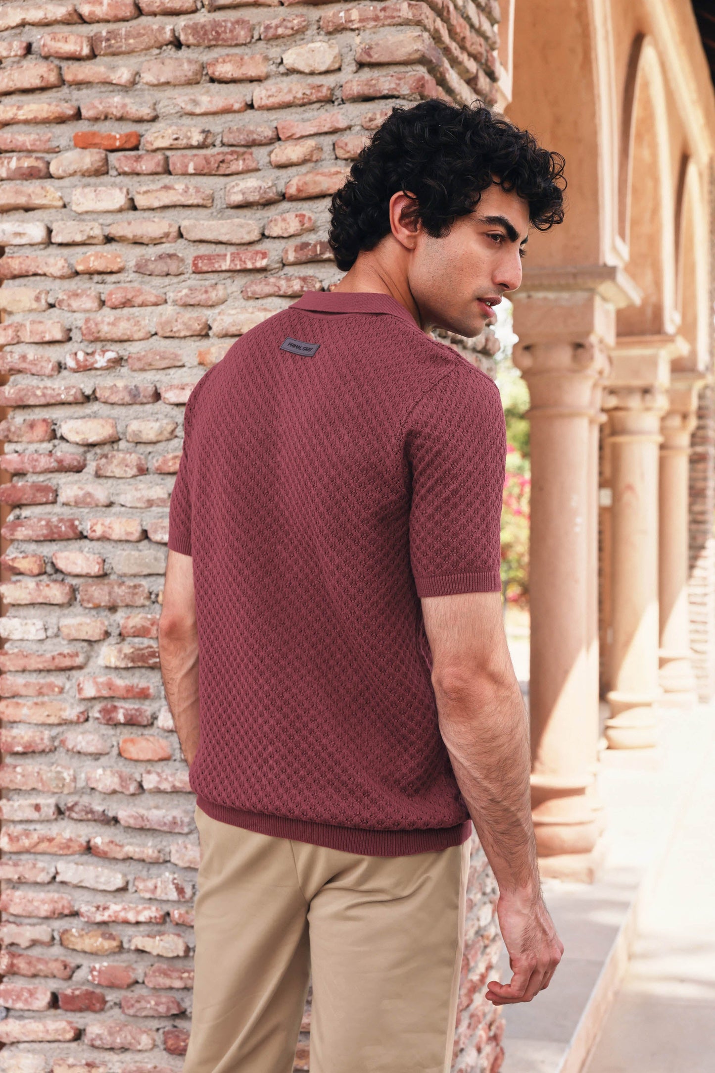Signature Pointelle Polo Cotton T-shirt