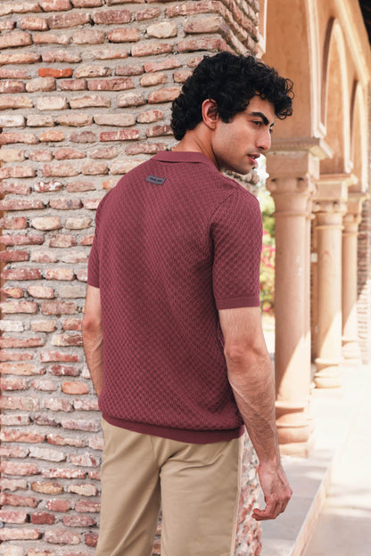 Signature Pointelle Polo Cotton T-shirt