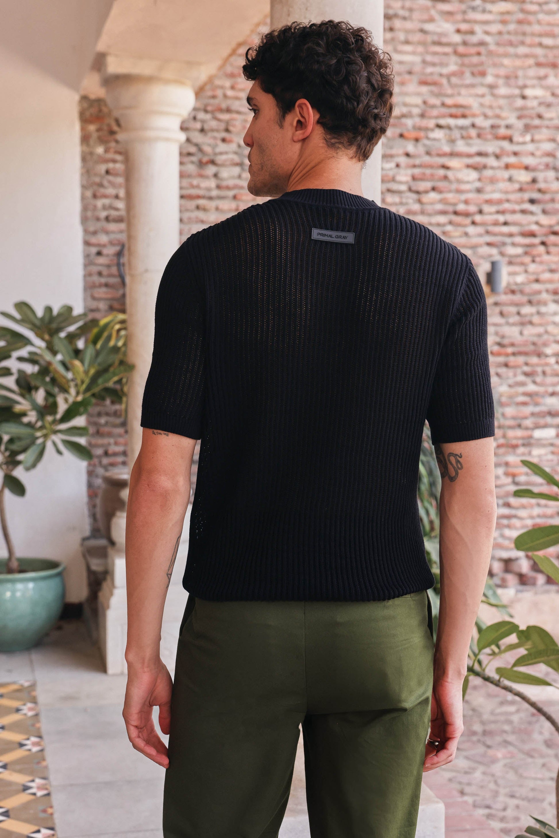 Ultra-Breathable Mesh Knit T-shirt | PrimalGray at Broadway