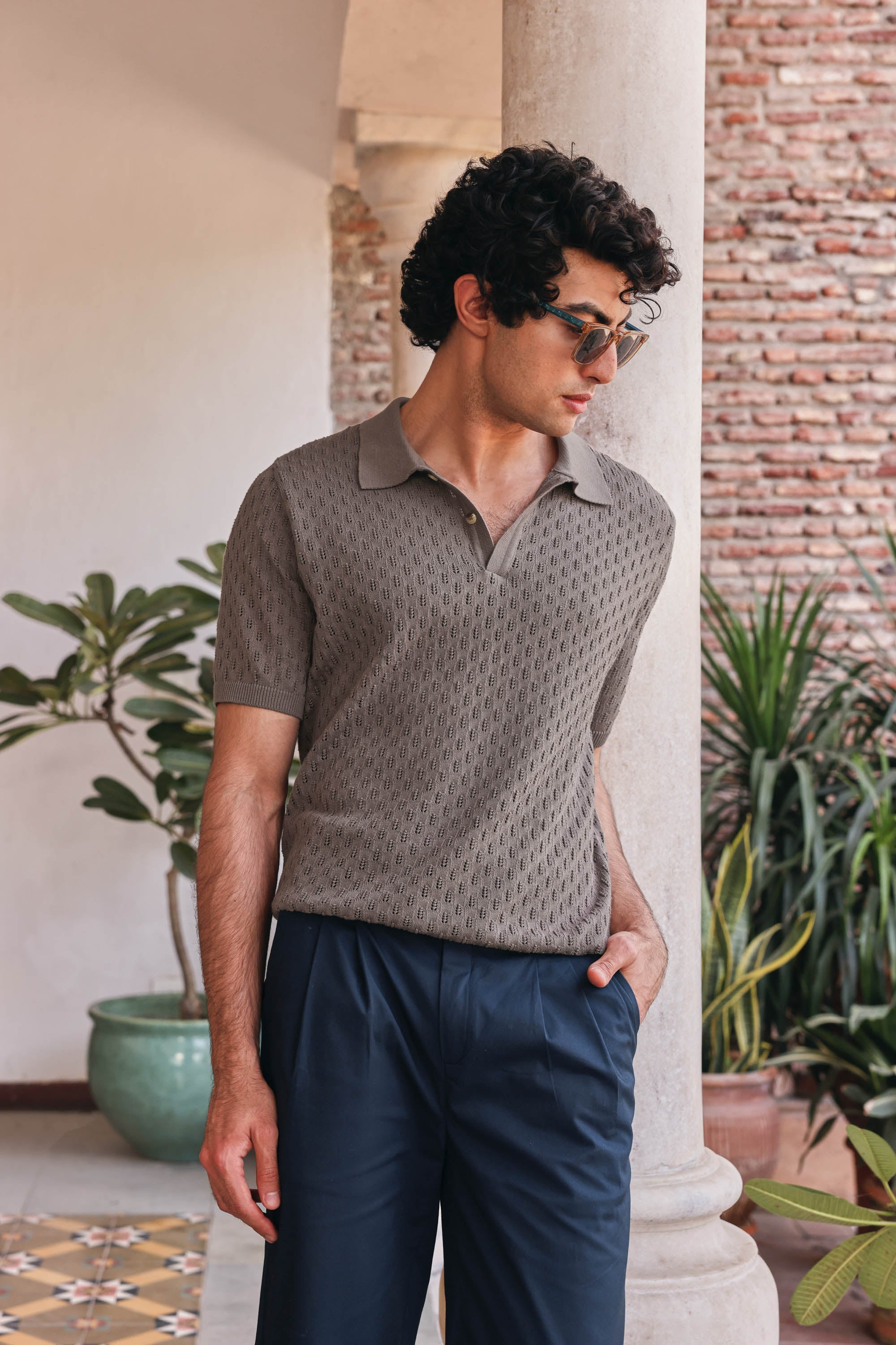 Air Knit Cotton Polo | PrimalGray at Broadway