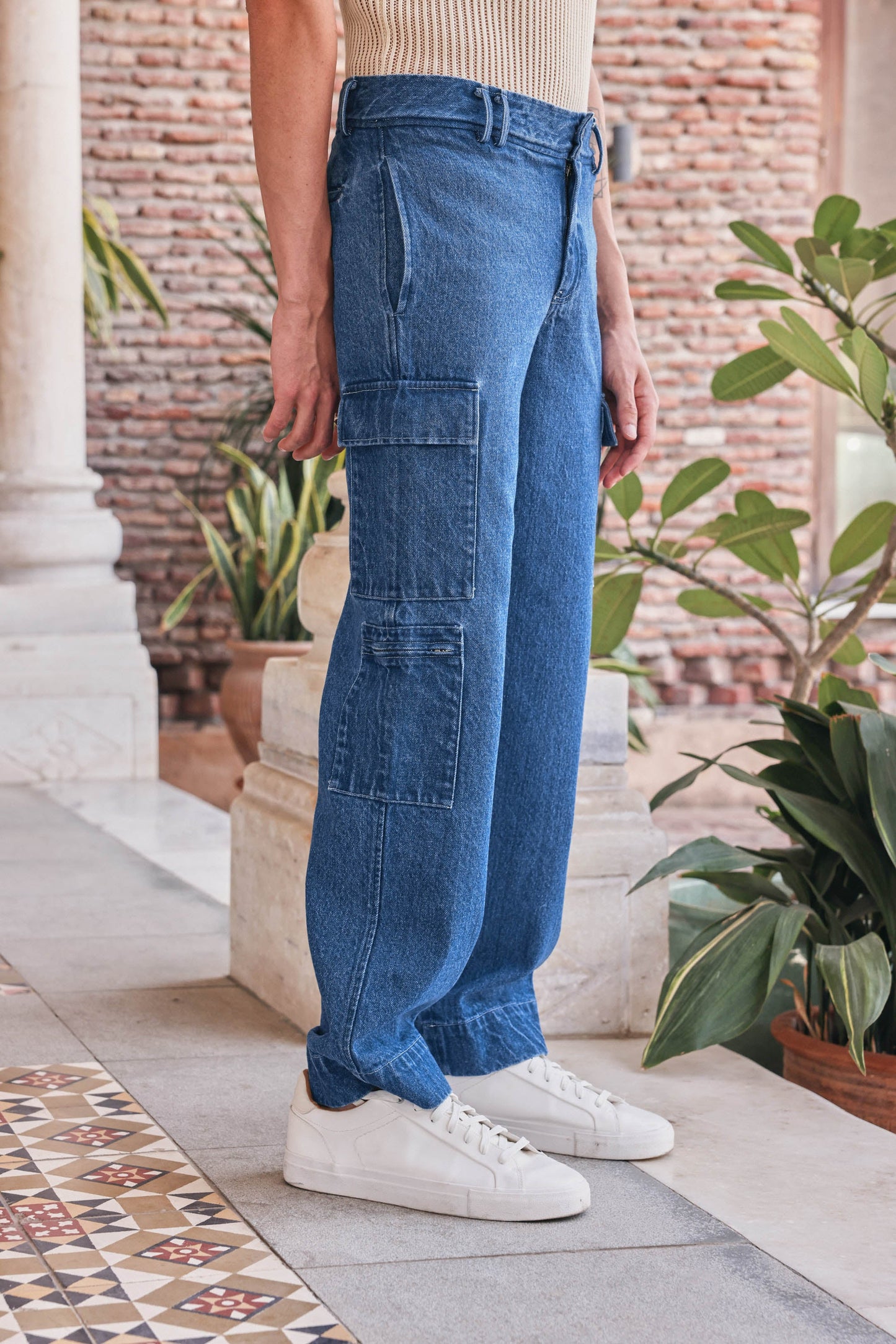 Denim Relaxed Fit Cargo Pant - Denim | PrimalGray at Broadway