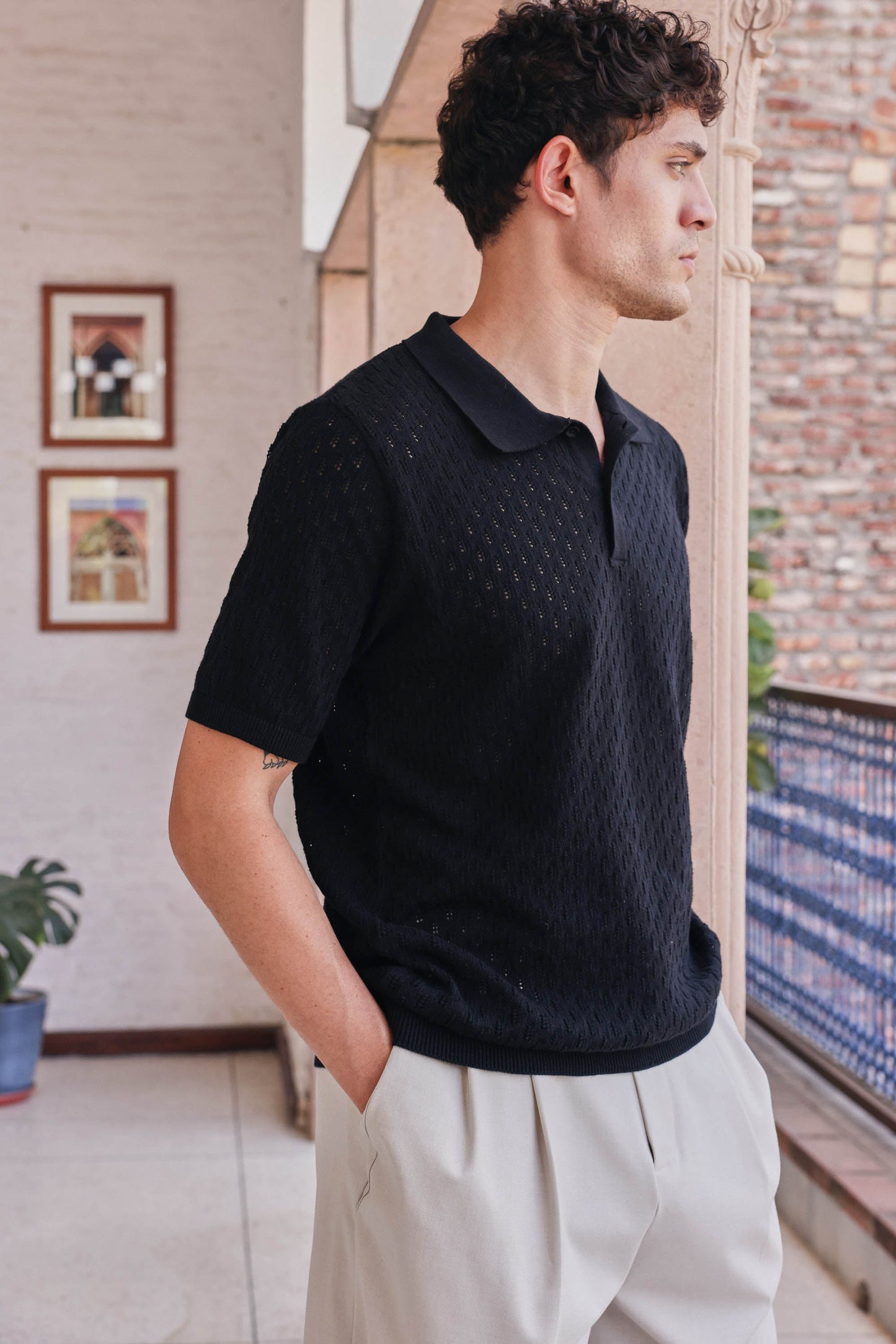 Air Knit Cotton Polo | PrimalGray at Broadway