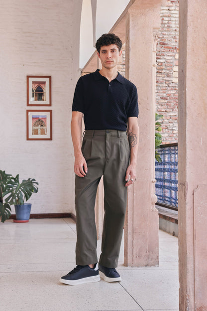 Signature Pointelle Polo Cotton T-shirt | PrimalGray at Broadway