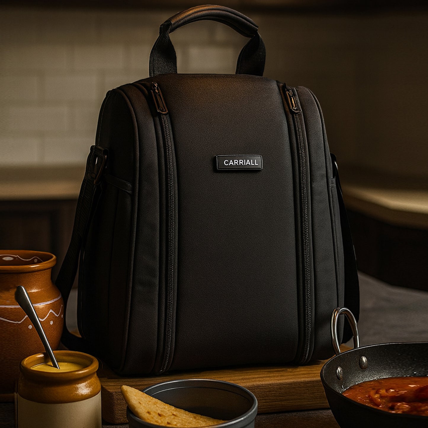 Carriall Black Meal Bag/Tiffin/Lunch Bag for Office.