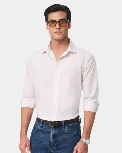 The Kingsley Stripes Cream Dress Shirt