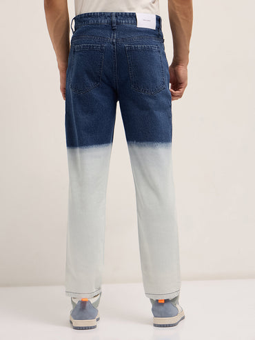Men's Mid-Rise Dip-Dyed Straight Fit Jeans DBN-BOBILO-MB