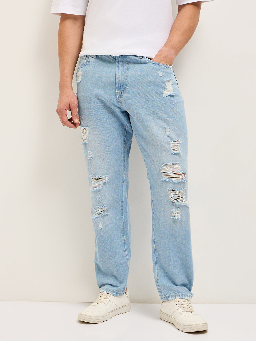 Men's Cotton Solid Relaxed Fit Jean DBN-LIAME-LB