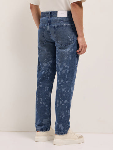 Men's Mid-Rise Straight Fit Distressed Jeans DBN-SILBO-BL