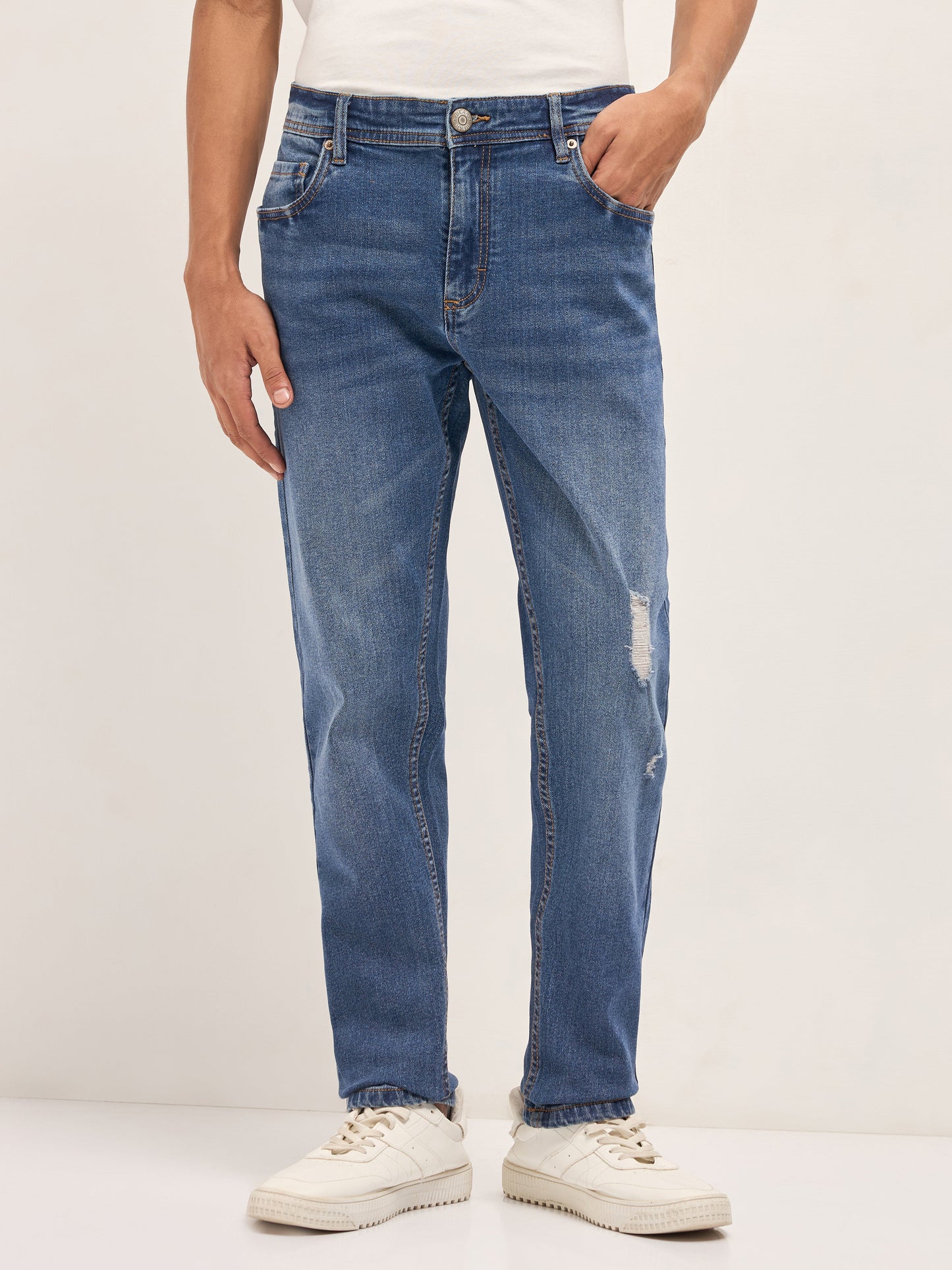Men Cotton Mid Rise Distressed Slim Fit Jean DBN-VALE-MB