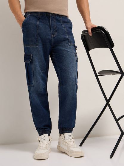 Men's Baggy Fit Jogger-Style jean with Cargo Pockets DBN-ZIARO-DB