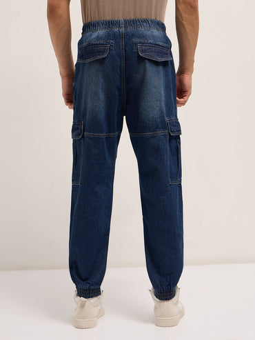 Men's Baggy Fit Jogger-Style jean with Cargo Pockets DBN-ZIARO-DB