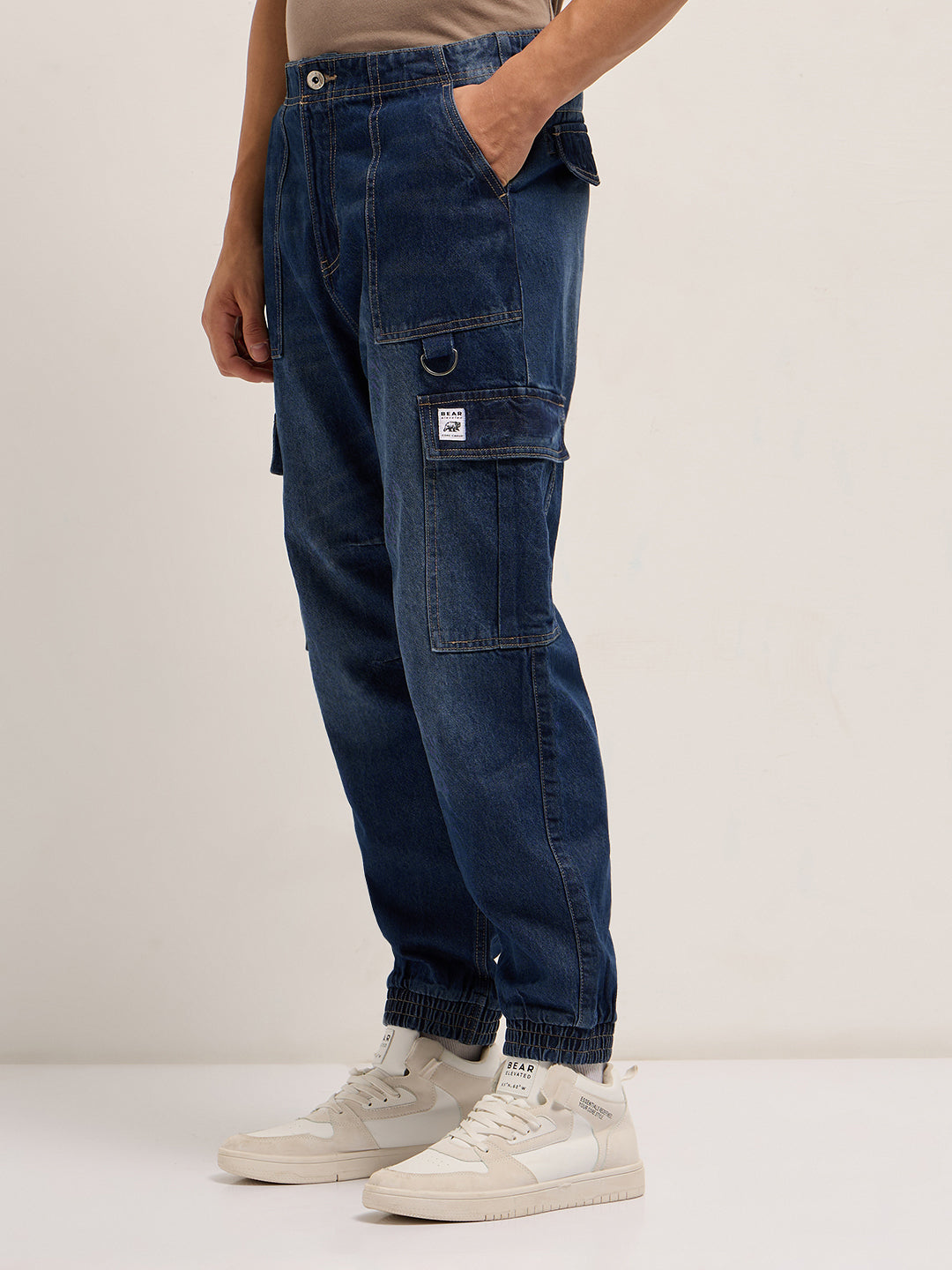Men's Baggy Fit Jogger-Style jean with Cargo Pockets DBN-ZIARO-DB