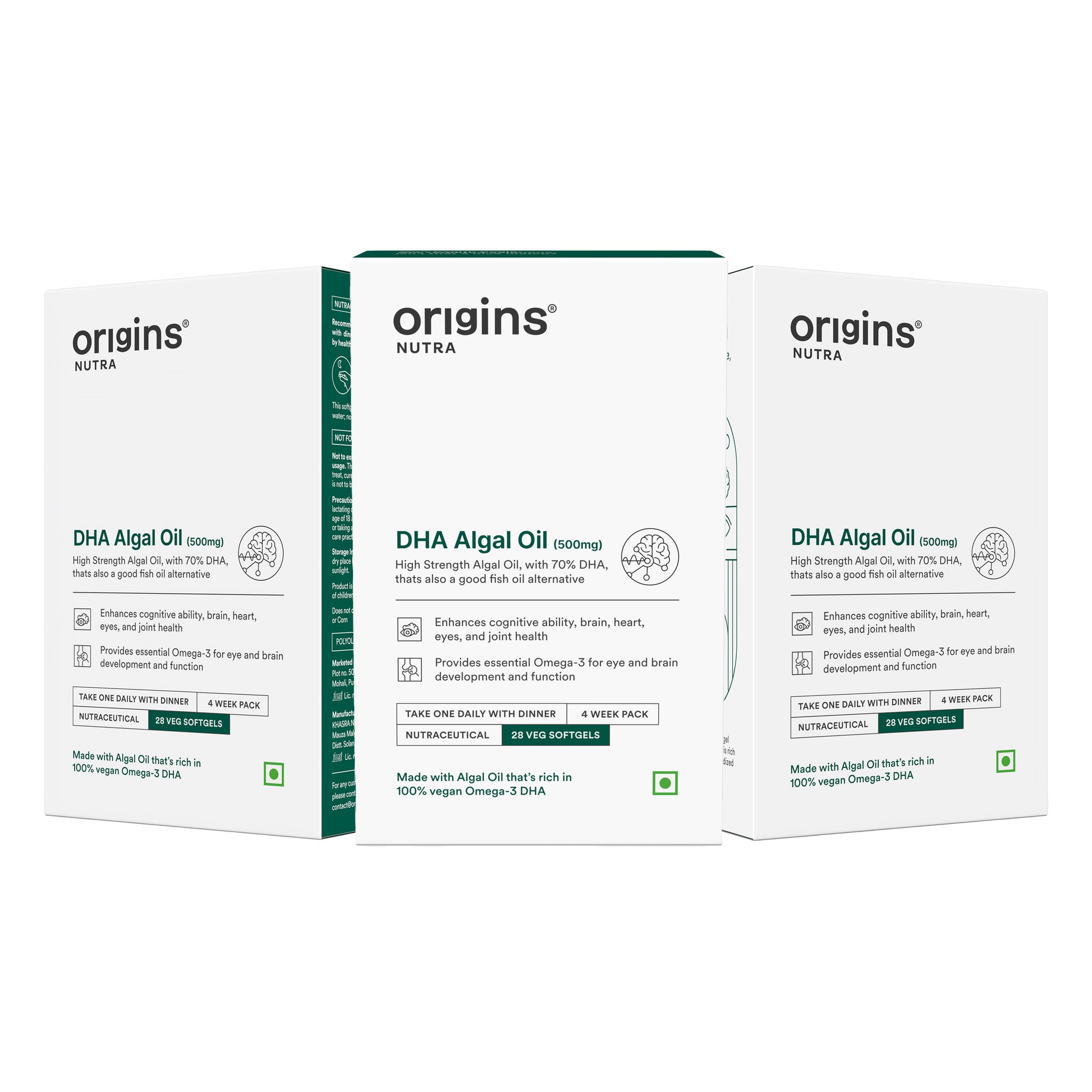 Origins Nutra DHA Algal Oil |Plant-Based High Strength 70% Omega 3 DHA, Improves Memory, Brain & Eye Health | Plant Based |GMP Certified | Non-GMO |For Men & Women | 28 Softgels. | Origins Nutra at Broadway