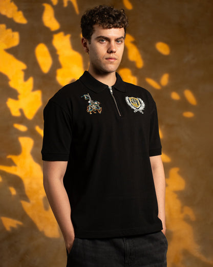THE RECKONING POLO T-SHIRT - BLACK