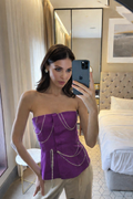 DIAMOND DECOR VOILET VELVET TOP | De Novoo at Broadway