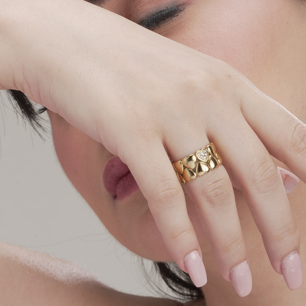 Gold Hearts Band Ring