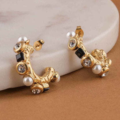 Sculpted Lumina Pearl Hoops