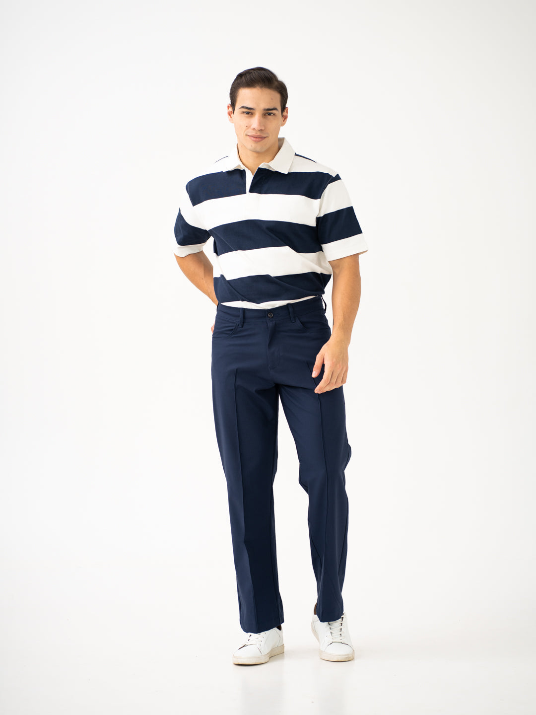 Heaven Navy Relaxed Fit Korean Pintuck Pants