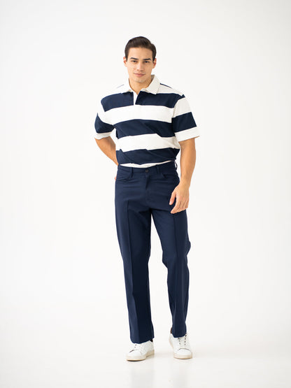 Heaven Navy Relaxed Fit Korean Pintuck Pants
