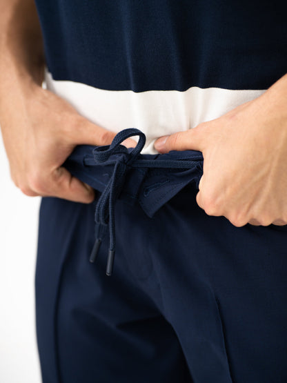 Heaven Navy Relaxed Fit Korean Pintuck Pants