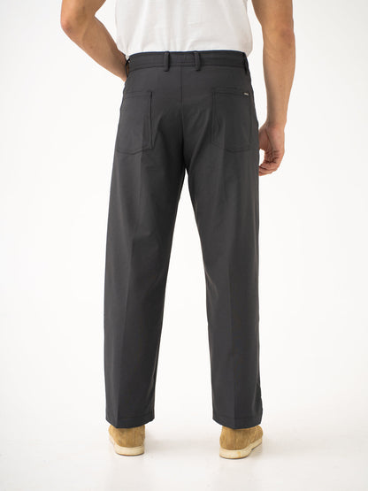 Pewter Grey Relaxed Fit Korean Pintuck Pants