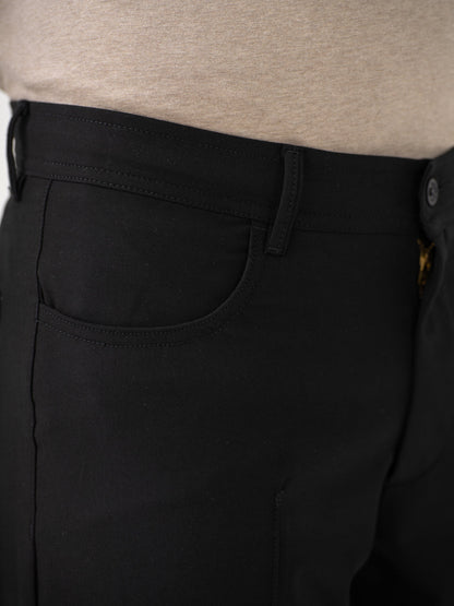 Lunar Black Relaxed Fit Korean Pintuck Pants