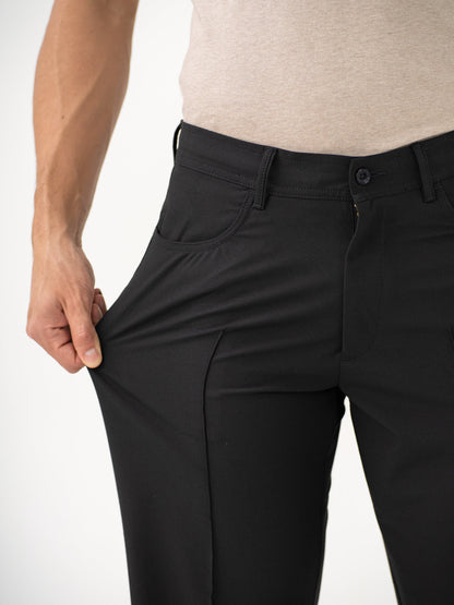 Lunar Black Relaxed Fit Korean Pintuck Pants