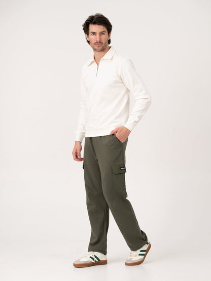 March Olive Relaxed Fit Cargo Sweatpants