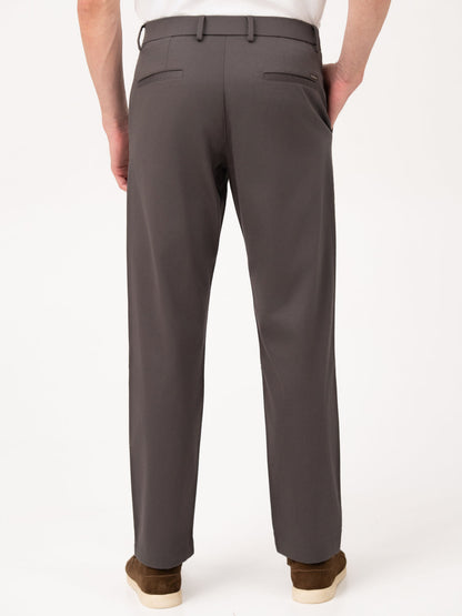 Ashvane Grey Relaxed Fit Stretch Chinos for Men