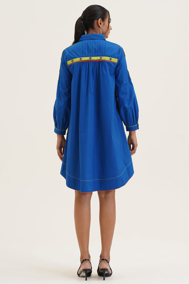 Alicia A Line Dress with Button Detailing on Sleeves