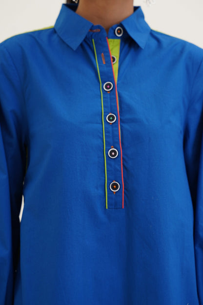 Alicia A Line Dress with Button Detailing on Sleeves