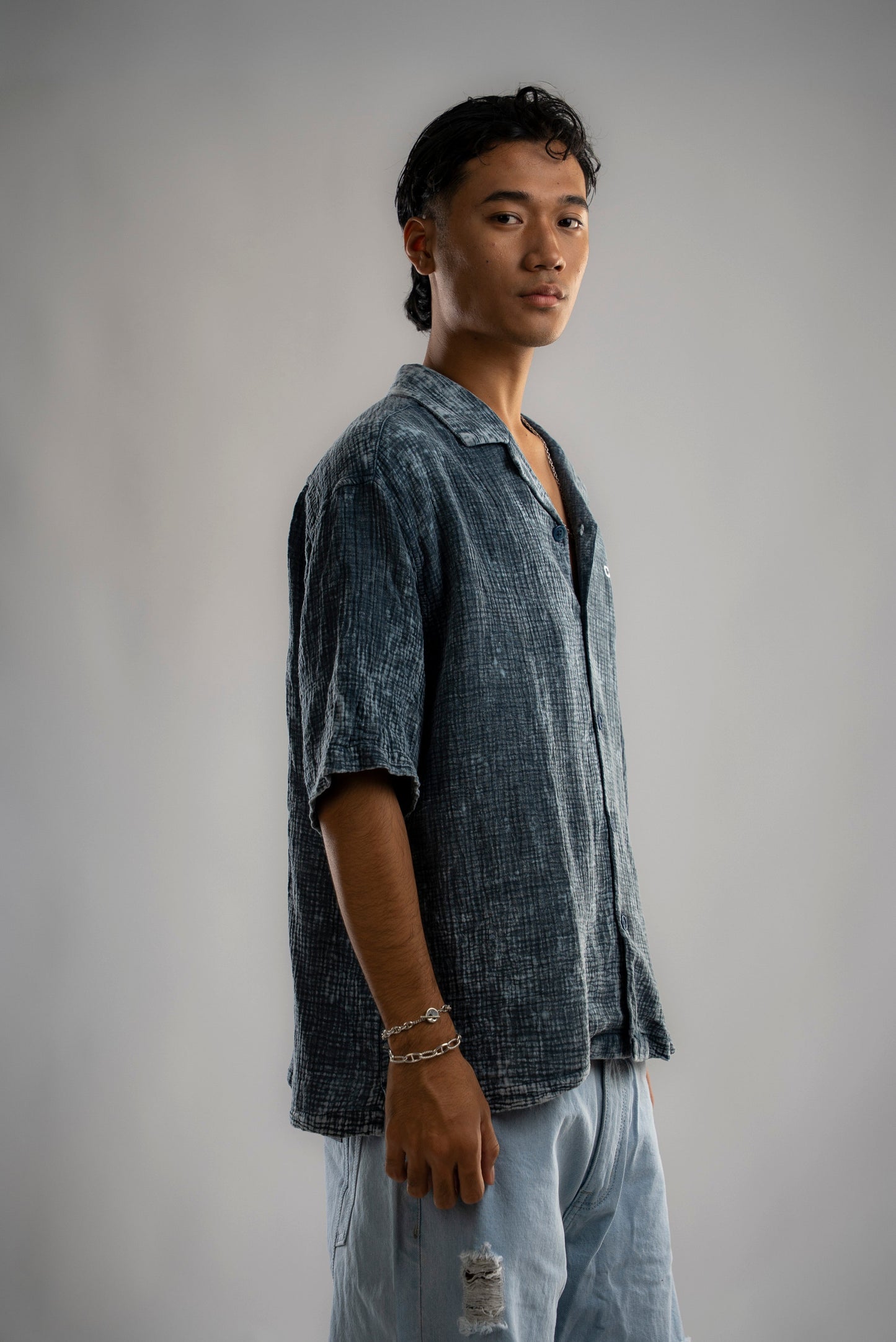 Washed Waffle Blue Shirt