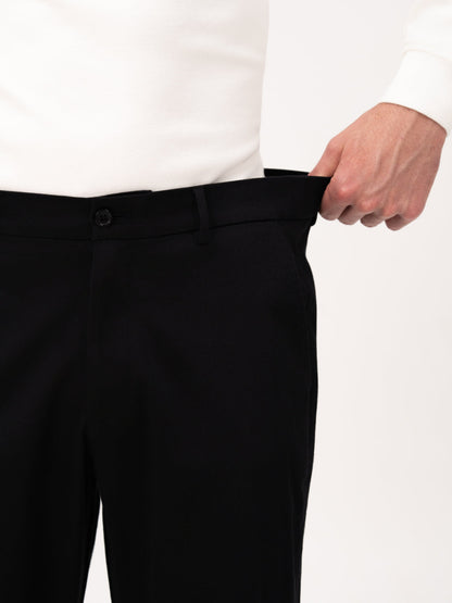 Noctara Black Relaxed Fit Stretch Chinos for Men