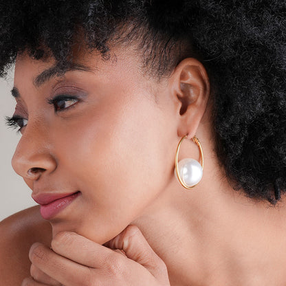 Large Lumina Pearl Hoops
