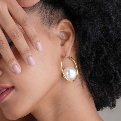 Large Lumina Pearl Hoops