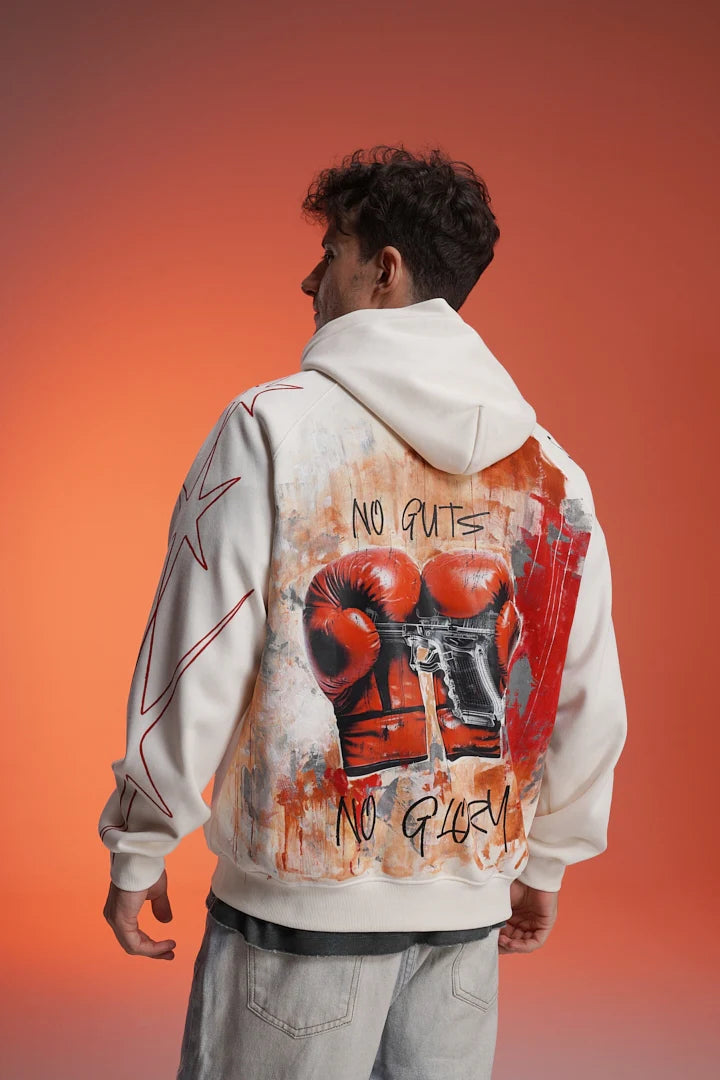 NO GUTS NO GLORY HAND PAINTED HOODIE | VALKYRE at Broadway