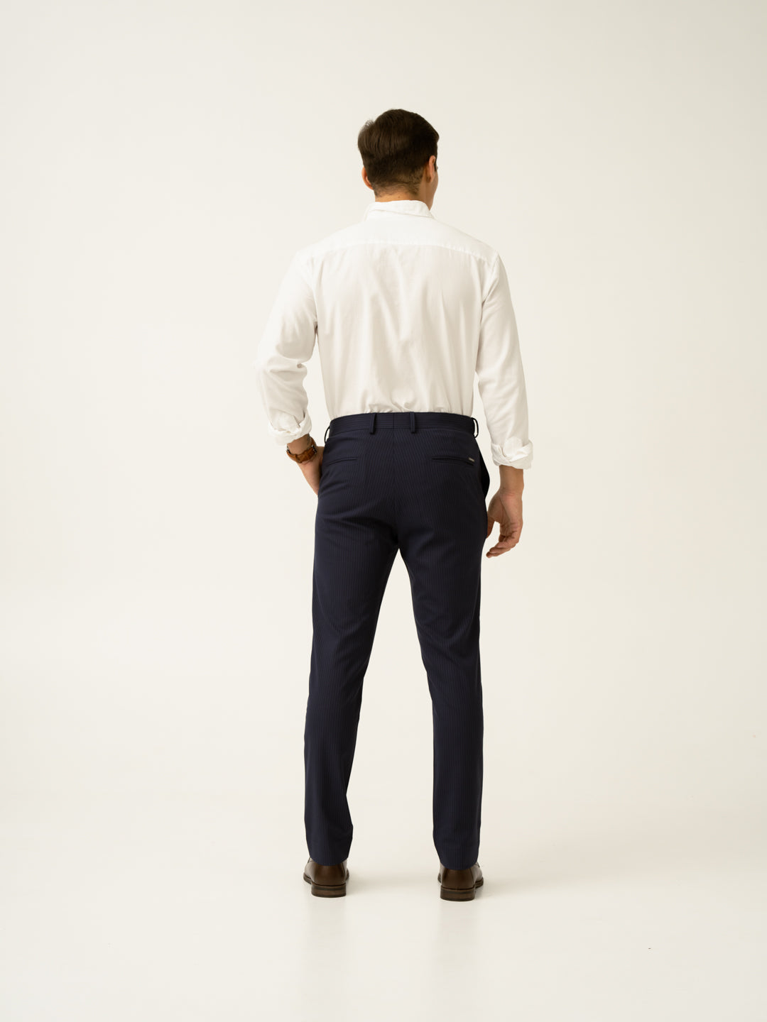 Dark Navy Stripes Slim Fit Formal Stretch Pants