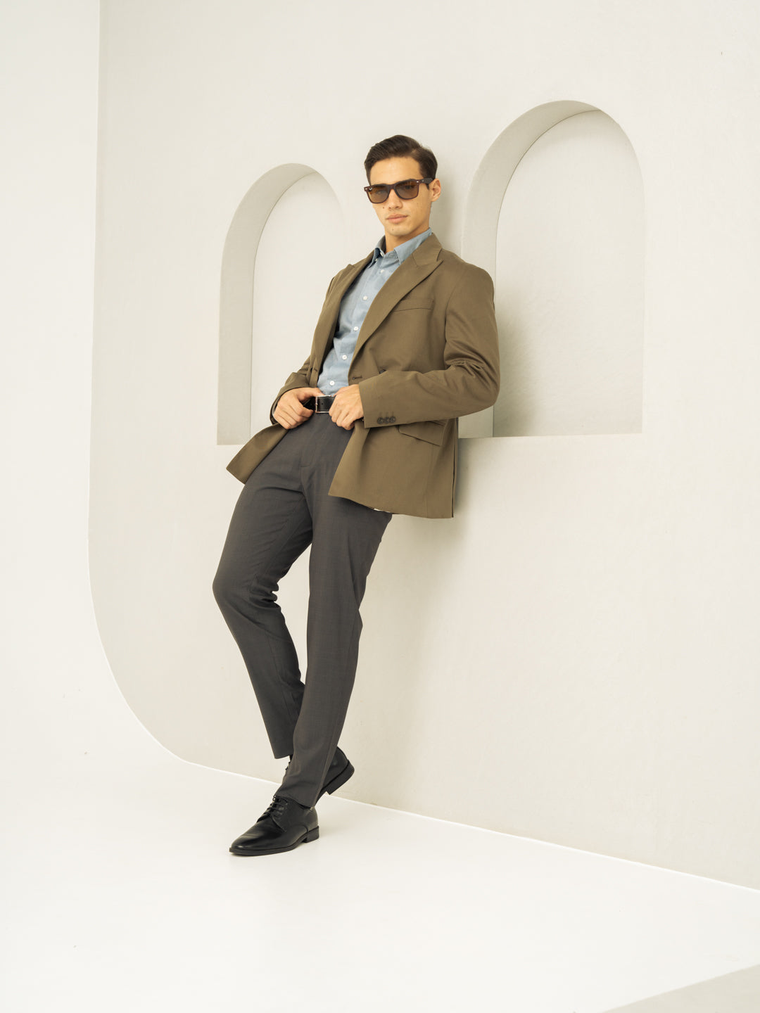 Charcoal Checks Slim Fit Formal Stretch Pants