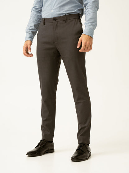 Charcoal Checks Slim Fit Formal Stretch Pants