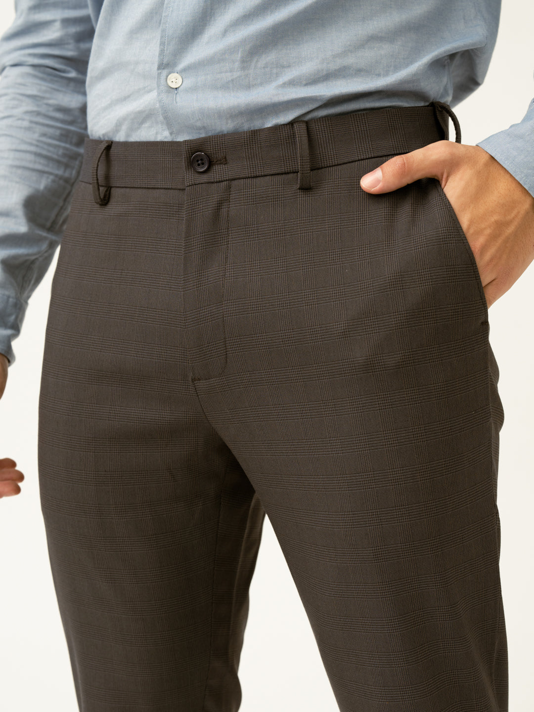 Charcoal Checks Slim Fit Formal Stretch Pants