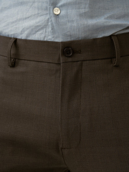 Charcoal Checks Slim Fit Formal Stretch Pants
