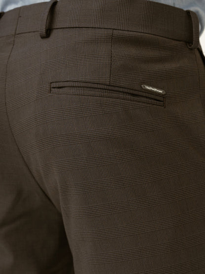 Charcoal Checks Slim Fit Formal Stretch Pants