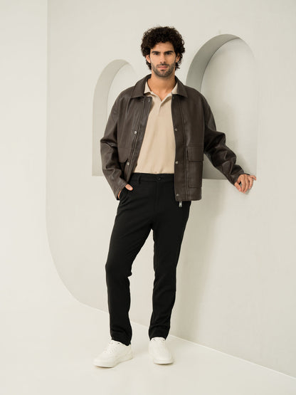 Deep Black Slim Fit Power Stretch Pants